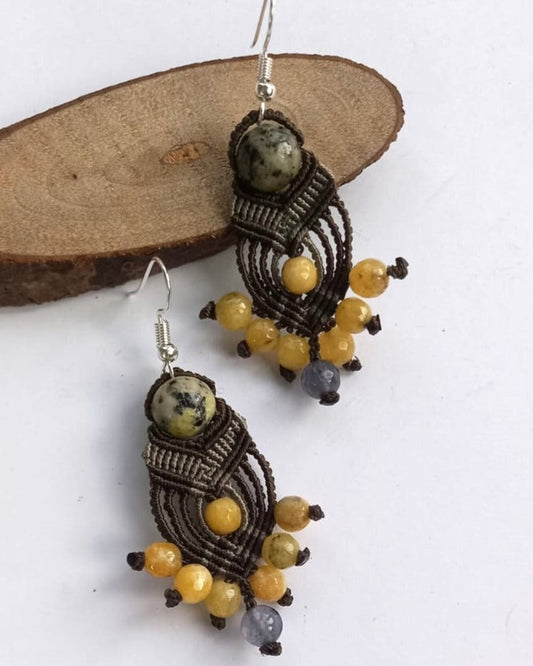 handmade macrame bead earrings