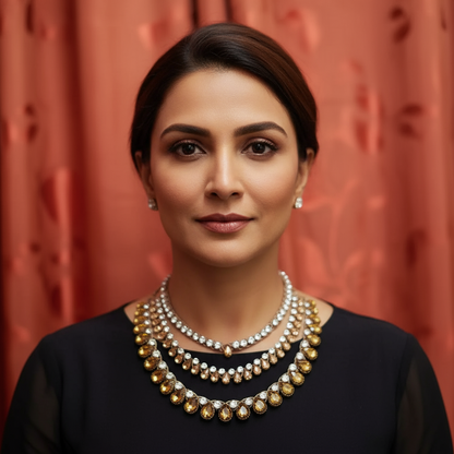 Dita layered stone macrame necklace set