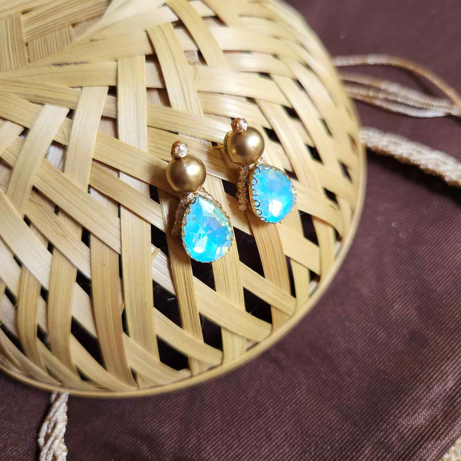 necklace stone jewellery party wedding necklace formal wear macrame necklace set blue gold necklace