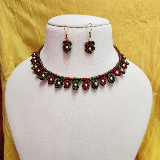 minimalist jewellery office wear necklace bead necklace green necklace maroon necklace daily wear necklace earrings