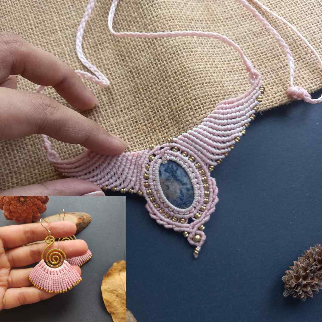 lapis stone necklace gold necklace macrame necklace bird necklace wing necklace
