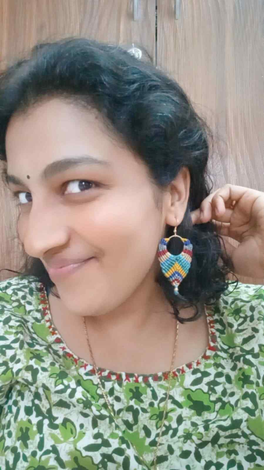 macrame earrings multi coloured earrings long earrings