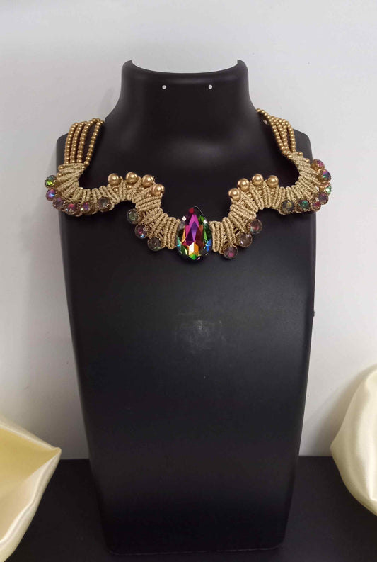 handmade statement bead necklace with stones