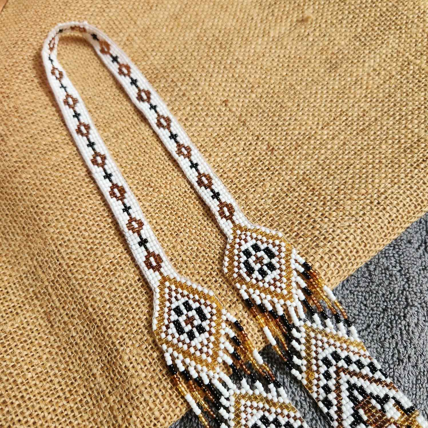 statement bead necklace partywear necklace geometric necklace for sangeet wedding jewellery brown set bead earrings