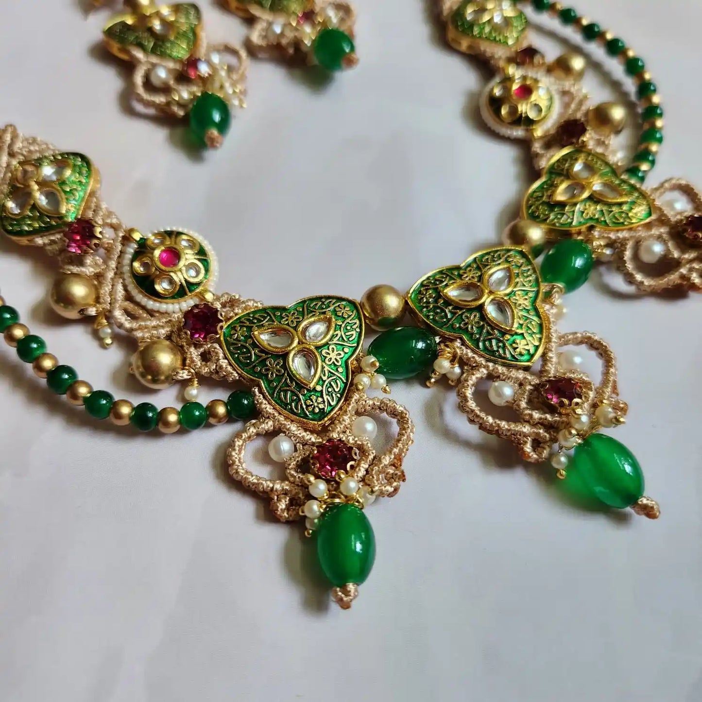 kundan necklace meenakari wedding party-wear necklace gold necklace floral necklace