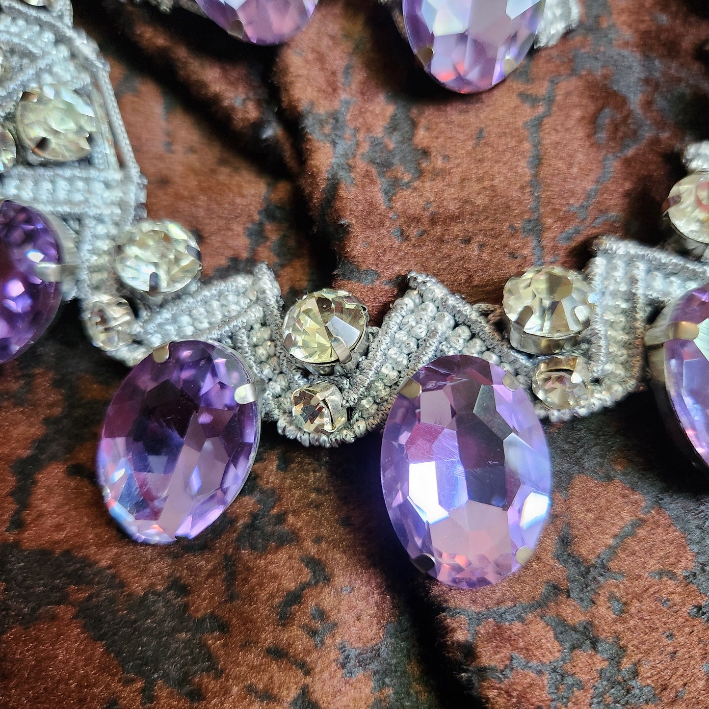 Varnika purple stone macrame necklace set