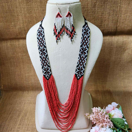 red coral geometric necklace formal necklace party necklace function wedding mehendi sangeet gift for her
