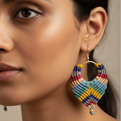 Shristi yellow multi macrame earrings