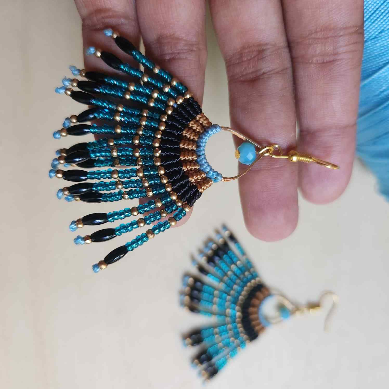 long drop earrings party wear blue bead earrings daily wear earrings