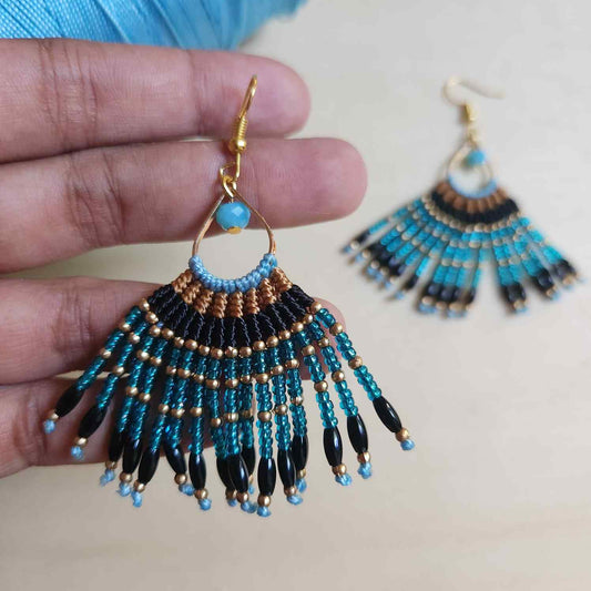 long drop earrings party wear blue bead earrings daily wear earrings