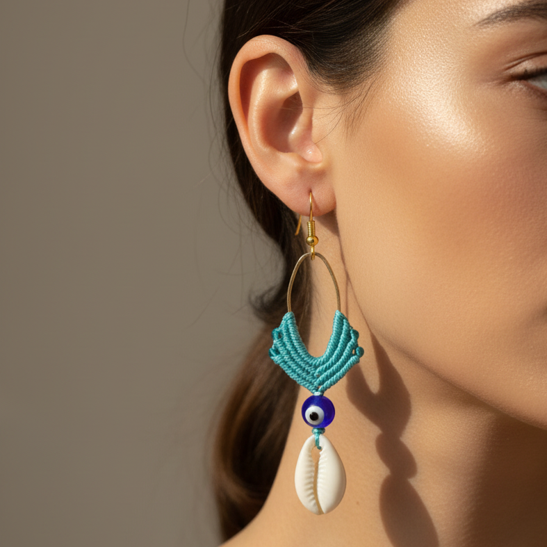 Drishti cowrie shell earrings