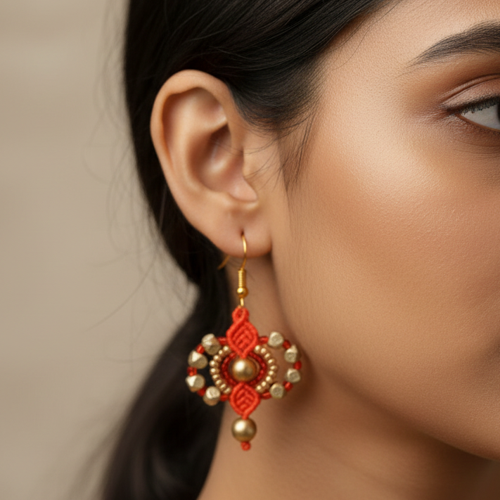 Swarna bead micromacrame earrings