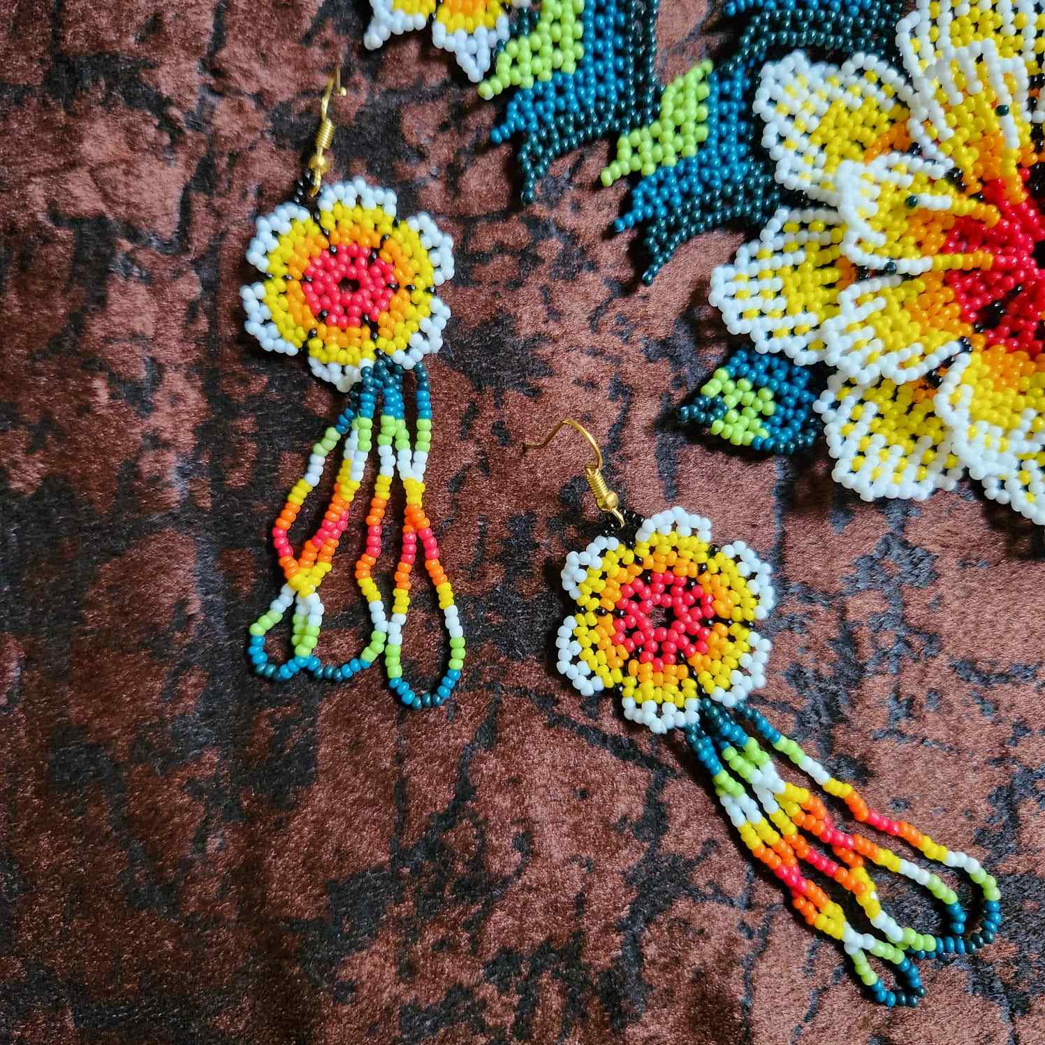 bead necklace flower necklace 3D necklace leaf green leaves haldi necklace set flower earrings yellow necklace