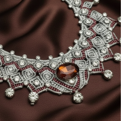 Madira burgundy stone macrame necklace set