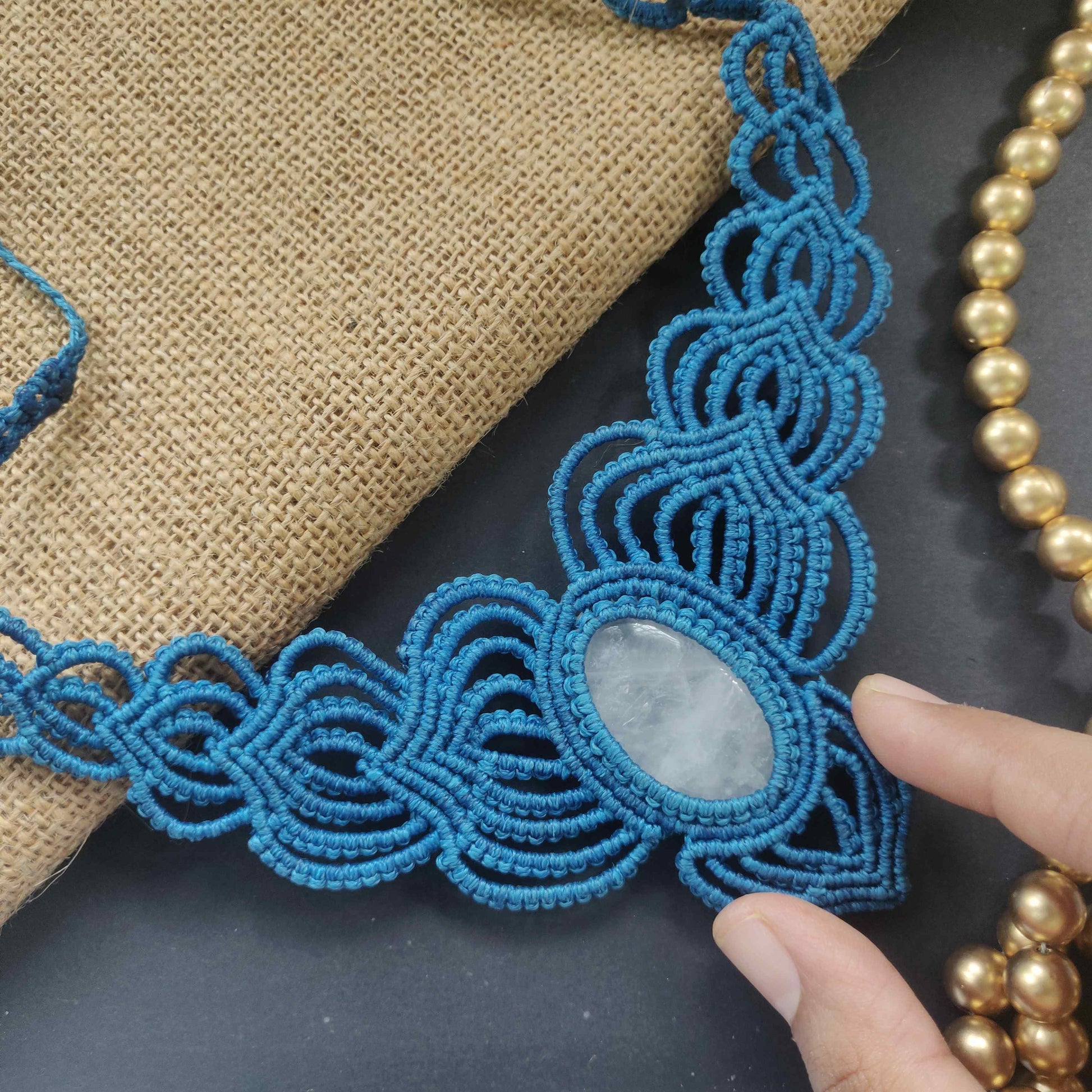 bead macrame necklace stone pendant stone necklace office wear jewellery macrame pendant necklace