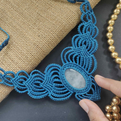bead macrame necklace stone pendant stone necklace office wear jewellery macrame pendant necklace