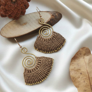 brass earrings macrame earrings brown earrings party wear earrings gold earrings