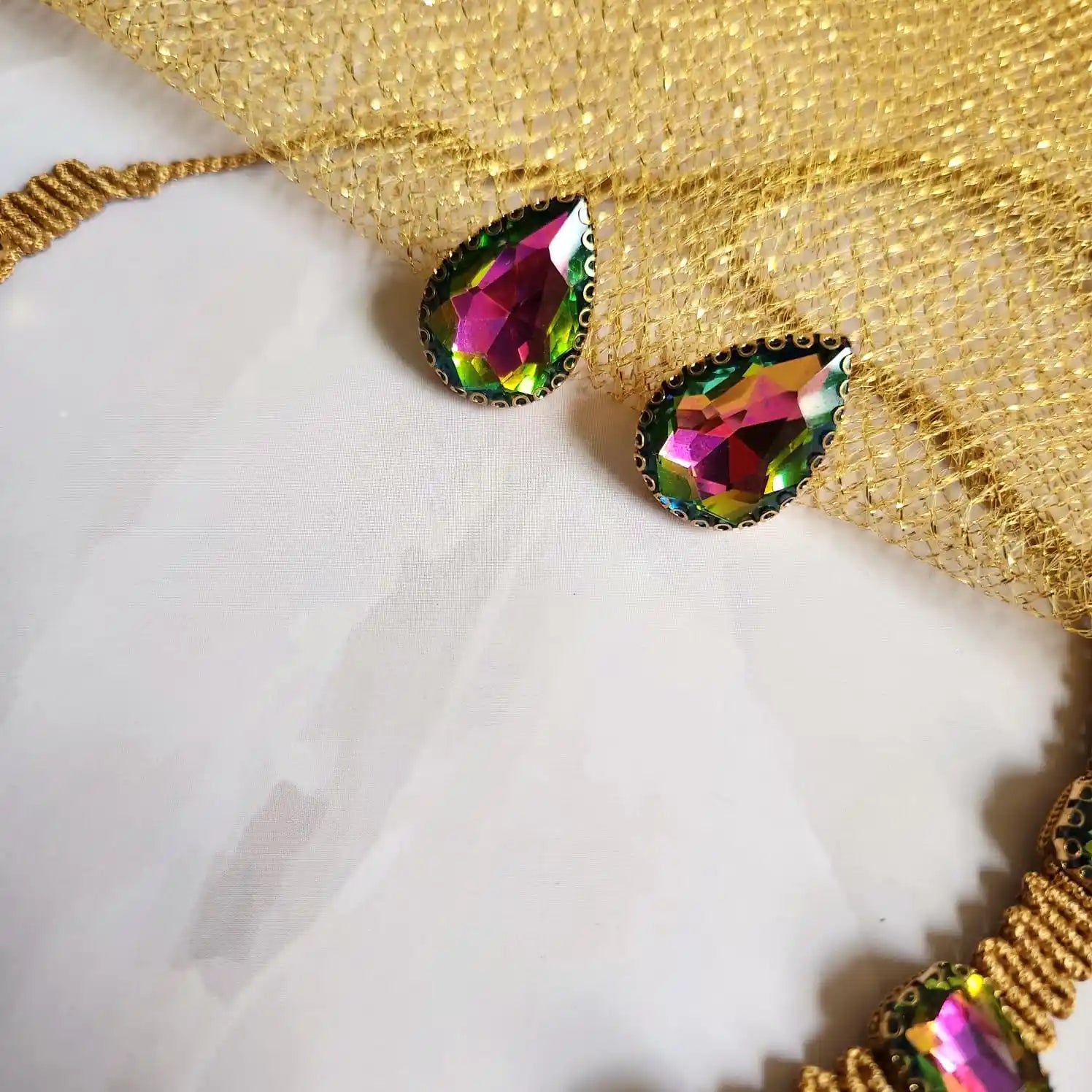 stone necklace gold necklace office wear elegant jewellery set stud earrings multicolour dailywear partywear wedding bridal