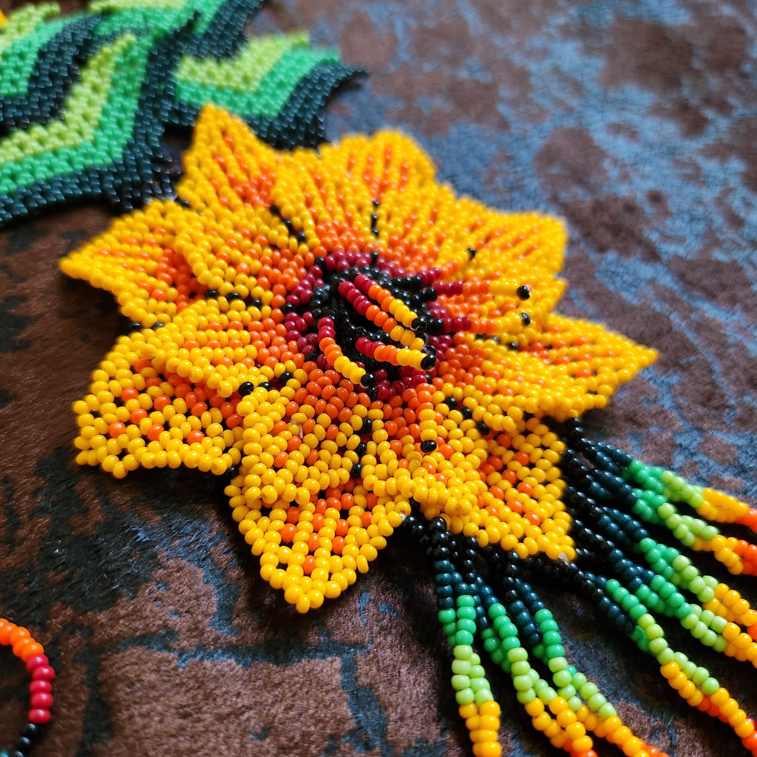 bead necklace flower necklace 3D necklace leaf green leaves haldi necklace set flower earrings yellow necklace