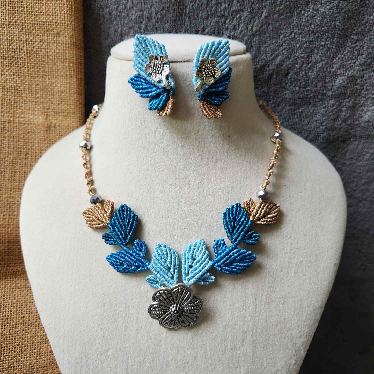 flower and leaves statement necklace and earrings set for women leaf necklace leaf earrings floral necklace haldi necklace
