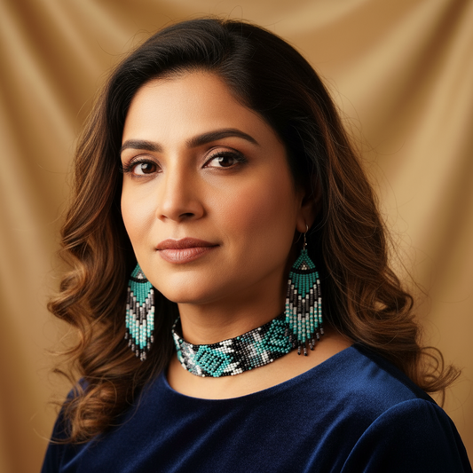 Bhuja geometric bead choker necklace set