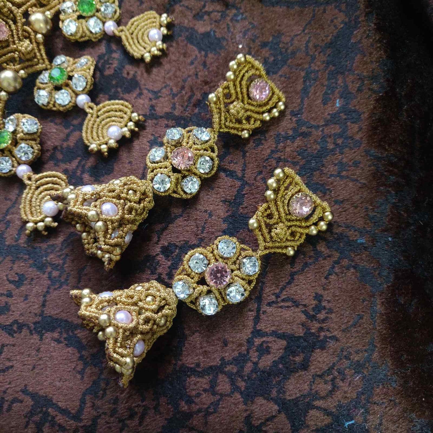 jhumka earrings long earrings jhumki earrings handmade flower earrings macrame earrings bridal wedding jewellery