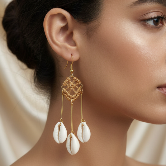 Saralith gold cowrie shell earrings