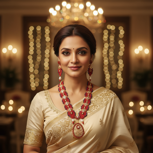 Rakta meenakari macrame necklace set