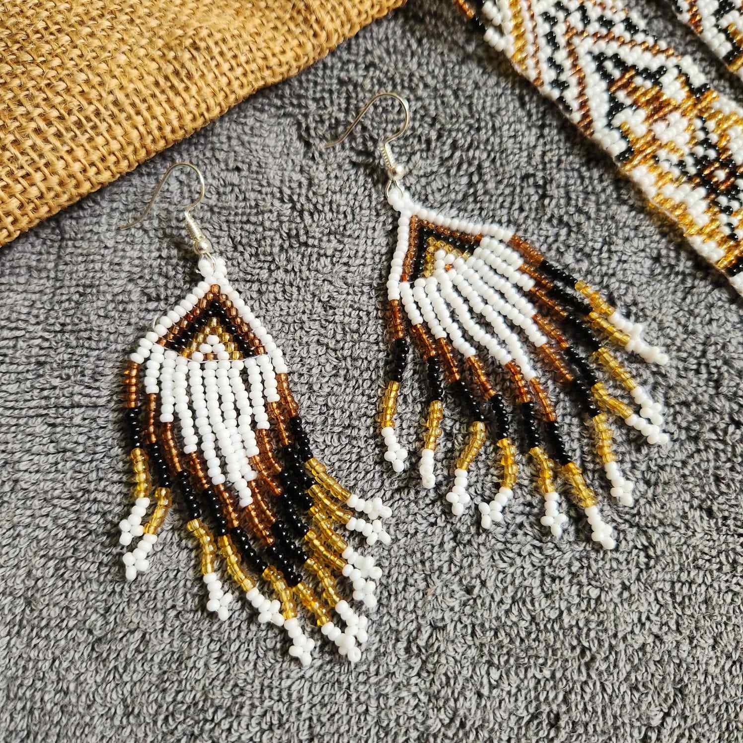 statement bead necklace partywear necklace geometric necklace for sangeet wedding jewellery brown set bead earrings