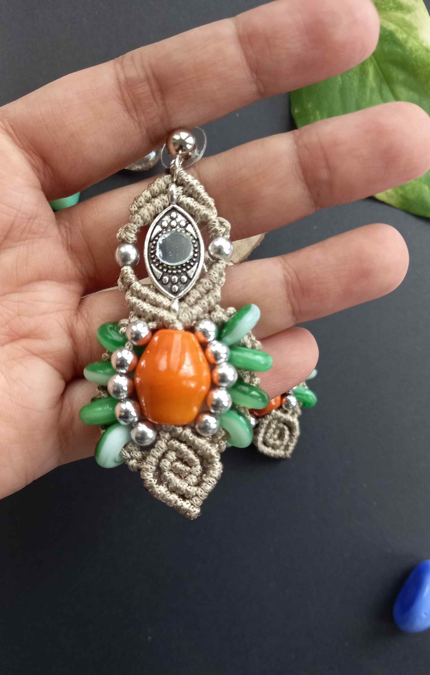 Sheesha mirrorwork macrame necklace set