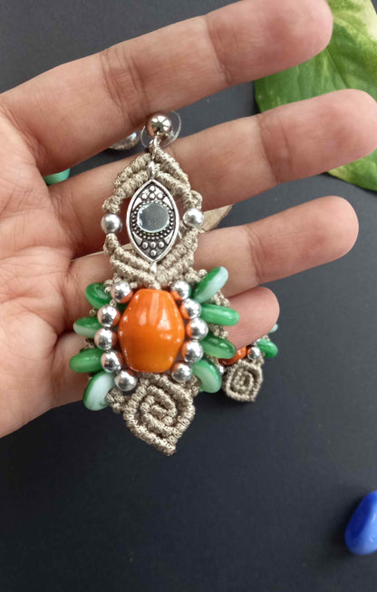 Sheesha mirrorwork macrame necklace set