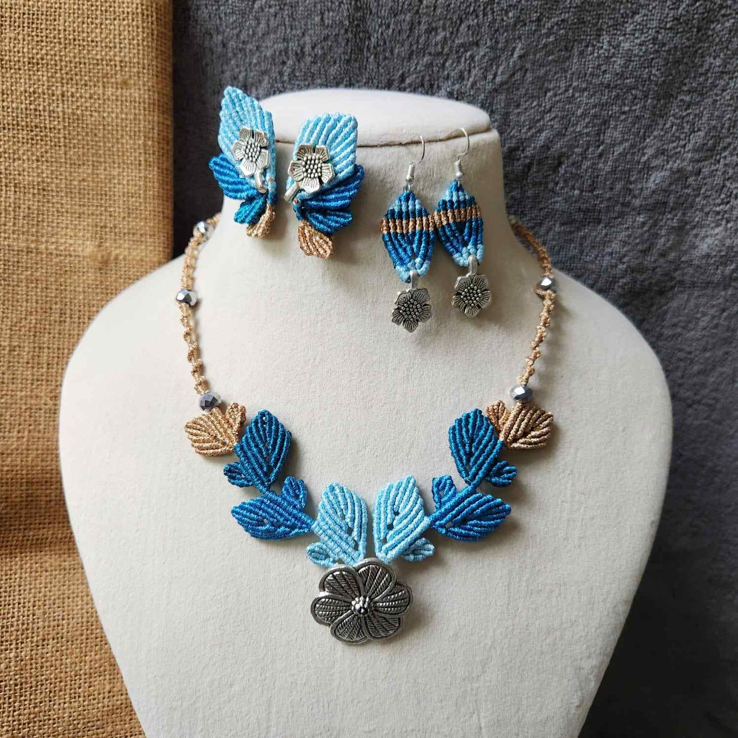 flower and leaves statement necklace and earrings set for women leaf necklace leaf earrings floral necklace haldi necklace