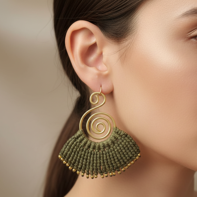 Sarpini olive green earrings