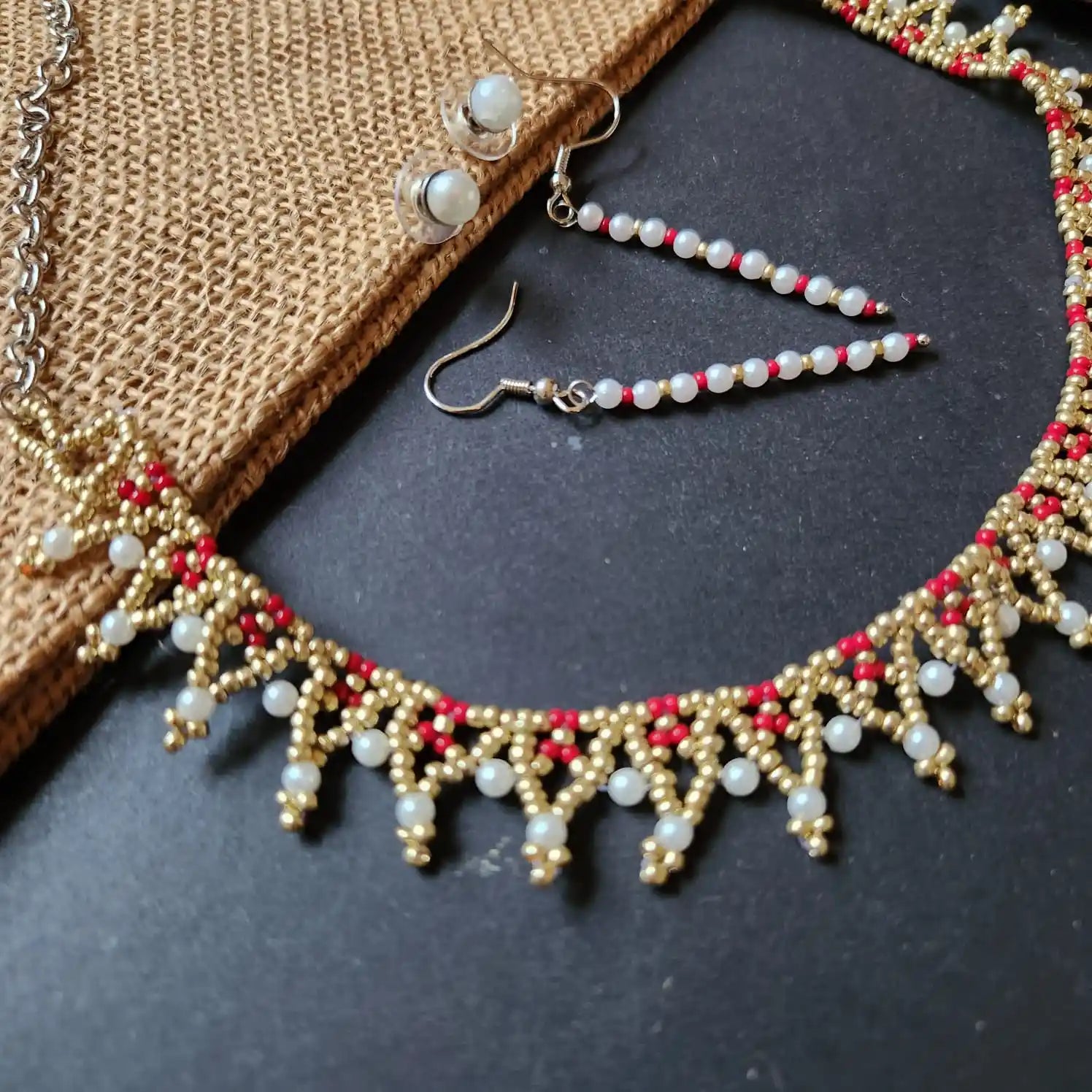 pearl rani pink necklace party office formal wear jewellery colourful floral flower casual daily wear for suits kurtis sarees