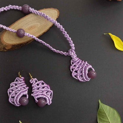 Lavender and Mauve Asymmetric Earrings and Pendant set