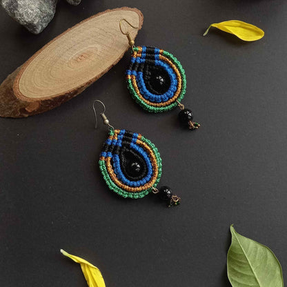 Teardrop shaped macramé dangler earrings