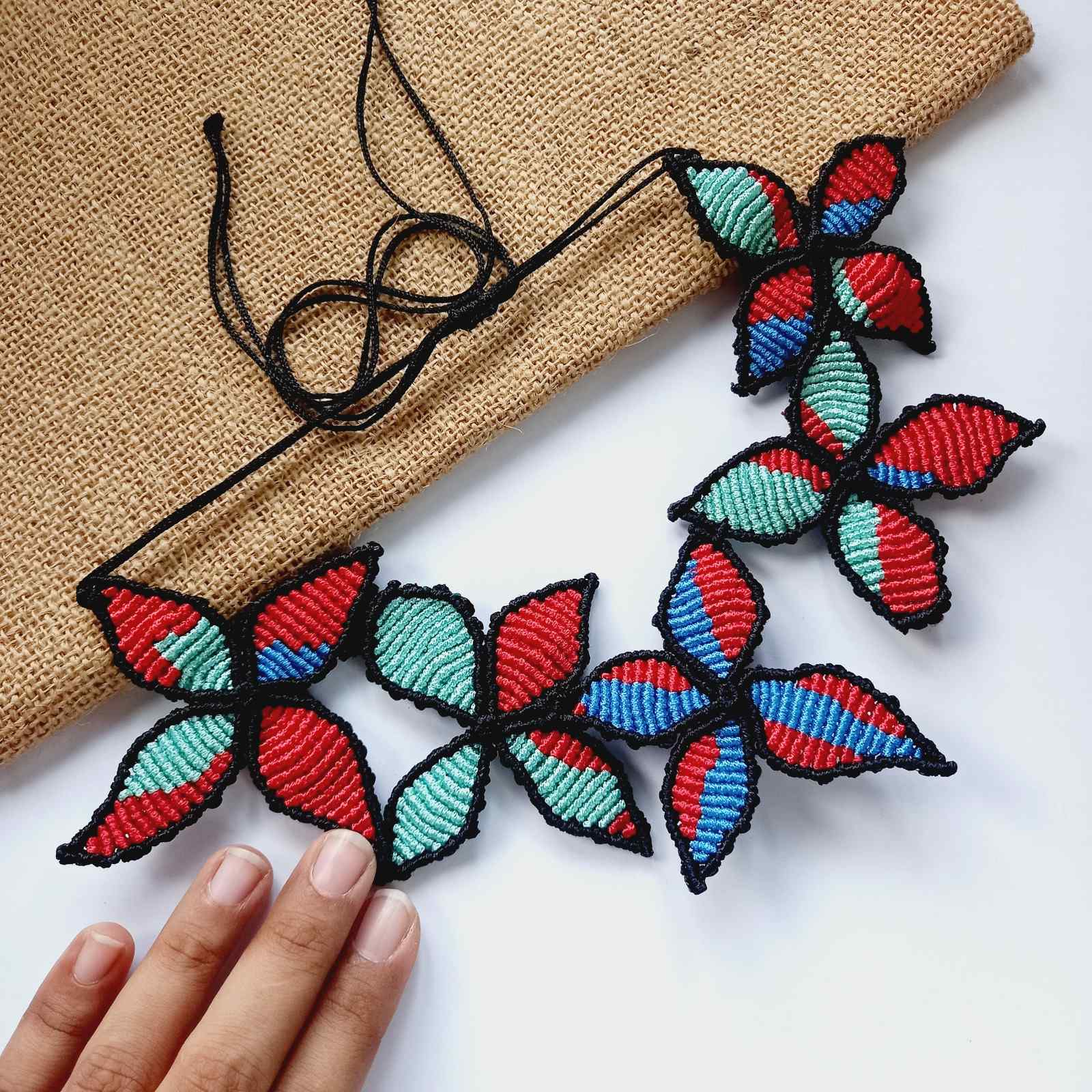 floral necklace macrame necklace stud earrings wedding necklace sangeet necklace jailer movie necklace tamannah necklace