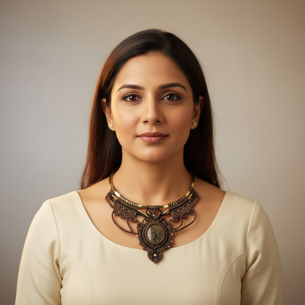 Loha brass macrame statement necklace