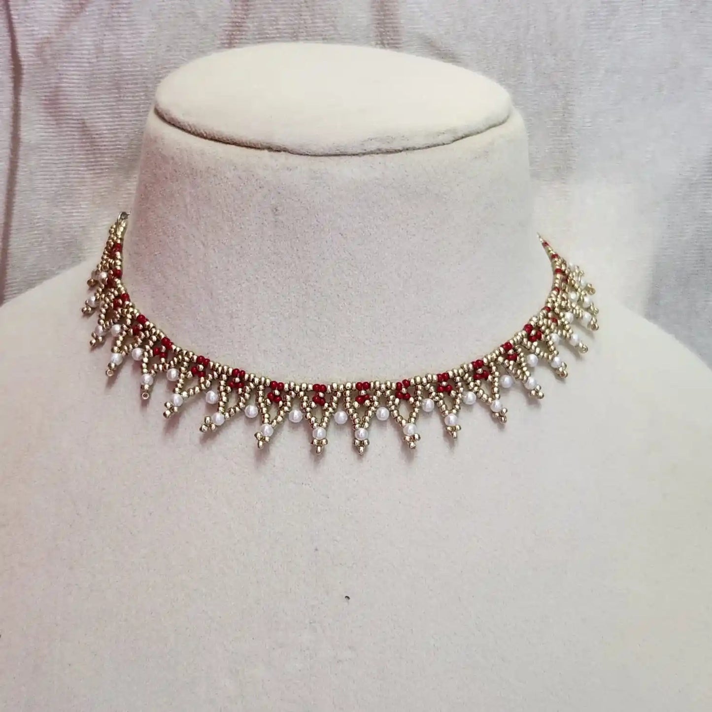 pearl rani pink necklace party office formal wear jewellery colourful floral flower casual daily wear for suits kurtis sarees