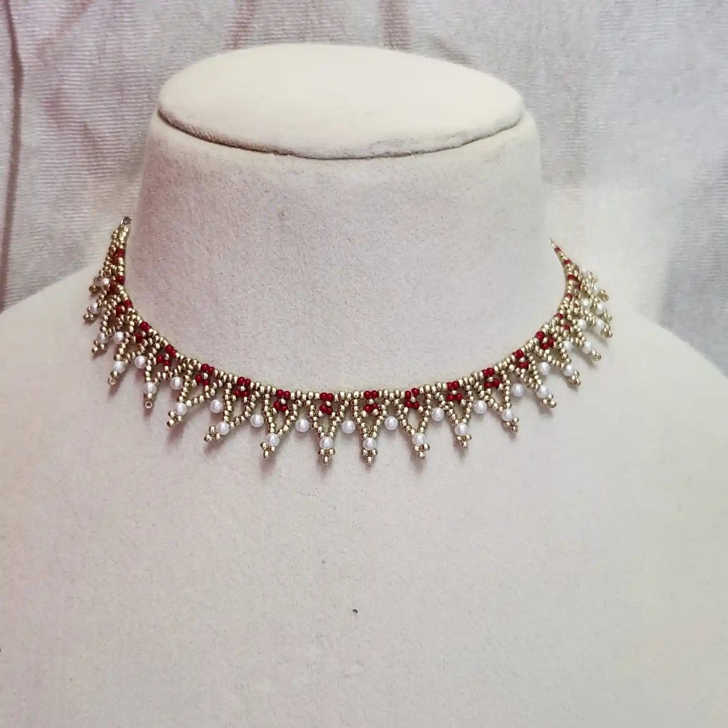 pearl rani pink necklace party office formal wear jewellery colourful floral flower casual daily wear for suits kurtis sarees