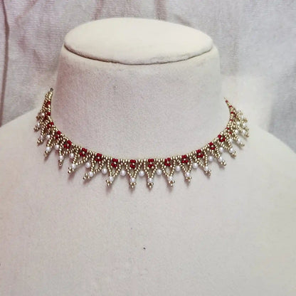 pearl rani pink necklace party office formal wear jewellery colourful floral flower casual daily wear for suits kurtis sarees