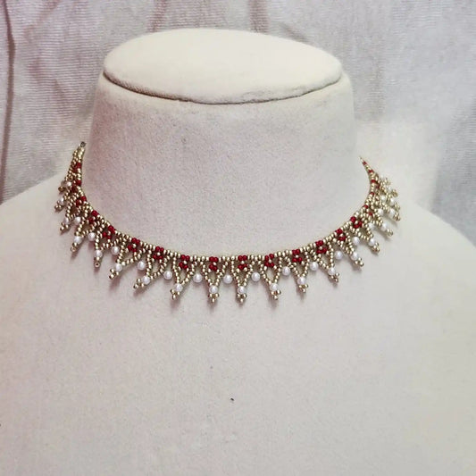 pearl rani pink necklace party office formal wear jewellery colourful floral flower casual daily wear for suits kurtis sarees