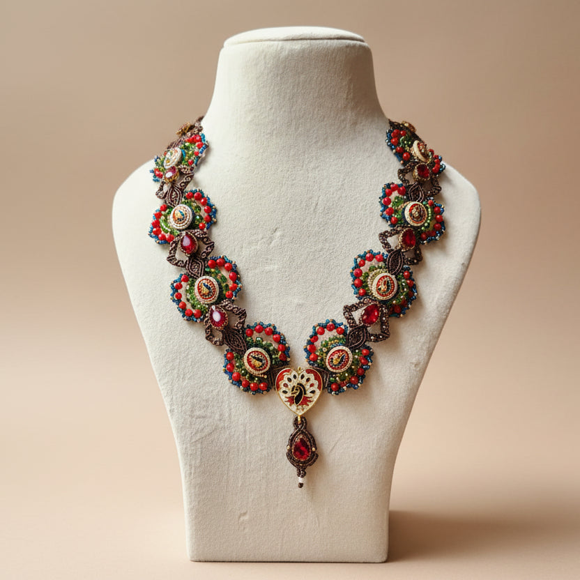 Shikkin meenakari macrame necklace set – The Yarn Artisan Store