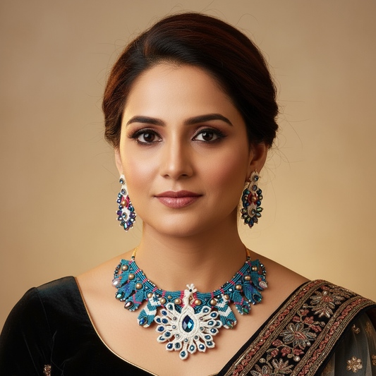 Morni stone macrame necklace set