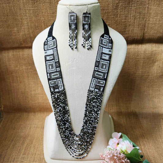 white black geometric necklace formal necklace party necklace function wedding mehendi sangeet gift for her