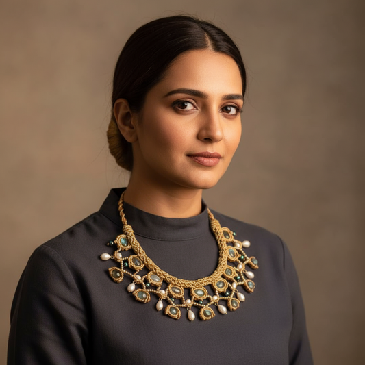 Jyothirmayi macrame statement necklace