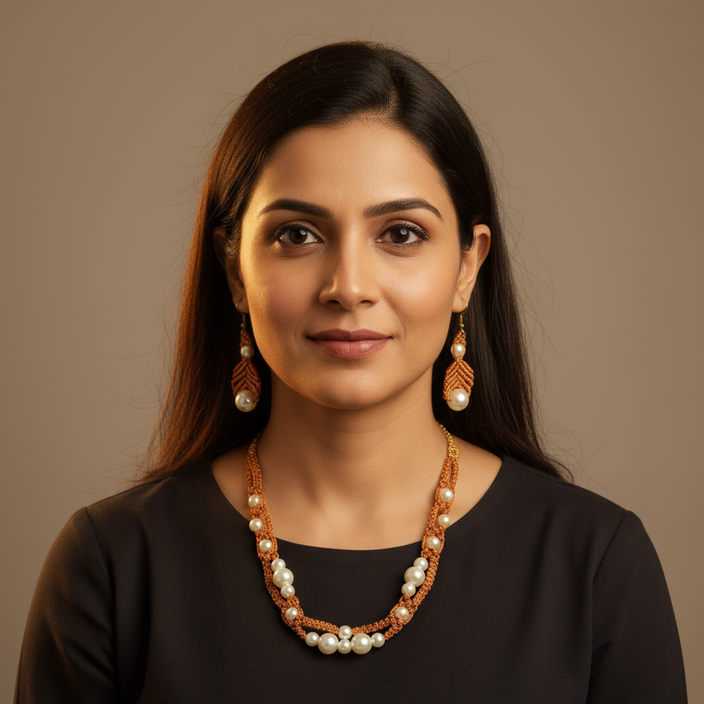 Kuvalaya pearl macrame necklace set