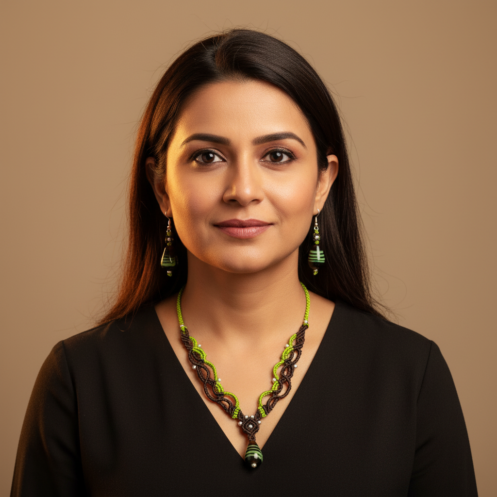 Shuki bead macrame necklace set