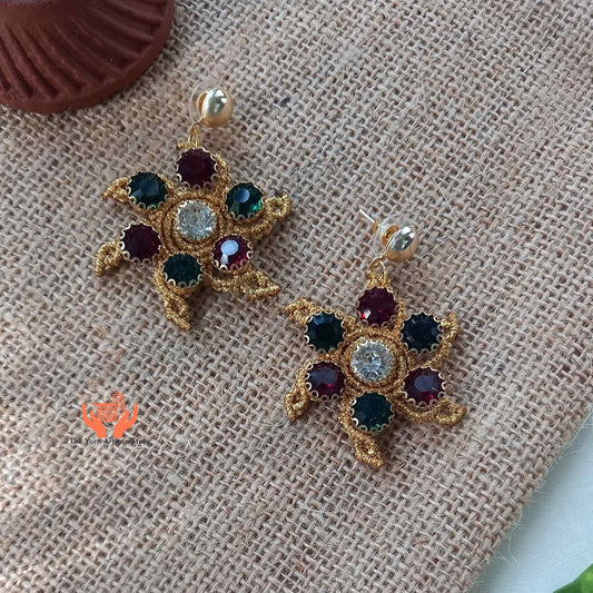 gold stone stud earrings for women