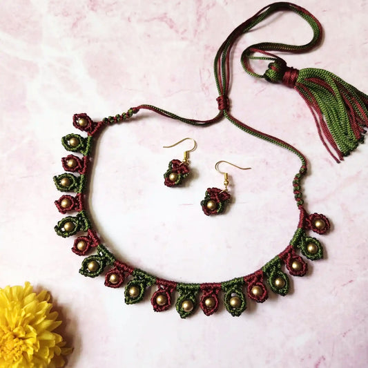 minimalist jewellery office wear necklace bead necklace green necklace maroon necklace daily wear necklace earrings